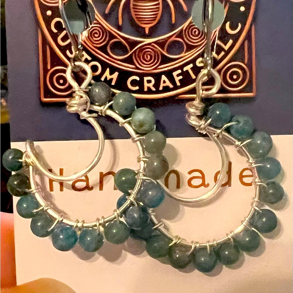 Handmade Beaded Earrings, natural crystals